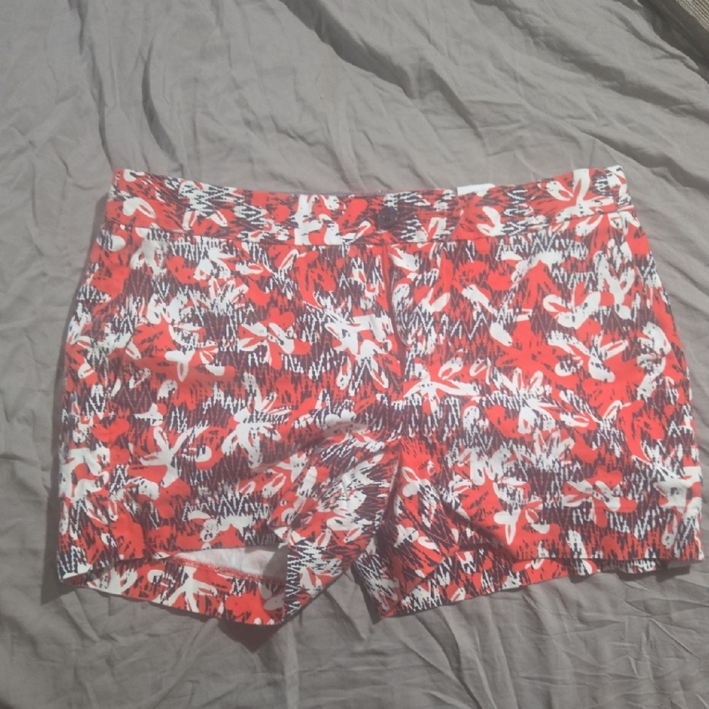 Banana Republic Red and White Patterned High Waist Shorts